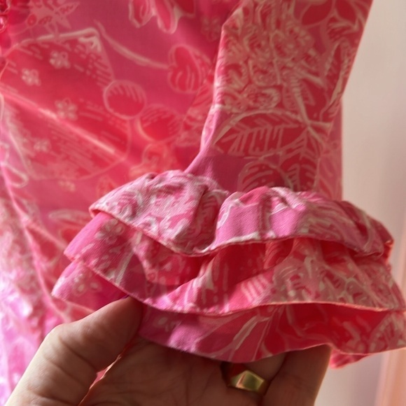 NWOT Lilly Pulitzer Ruffle Elbow Sleeve Dress Strawberries Print Keyhole Back - Picture 5 of 14